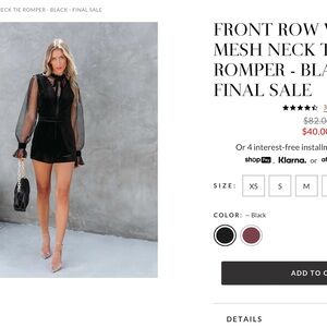 NWT VICI (Endless Rose) Black Mesh Neck Tie Romper Size XL